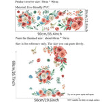 sticker mural fleurs art floral adhésif rose blanc vert bleu 30cm 90cm 68cm 50cm