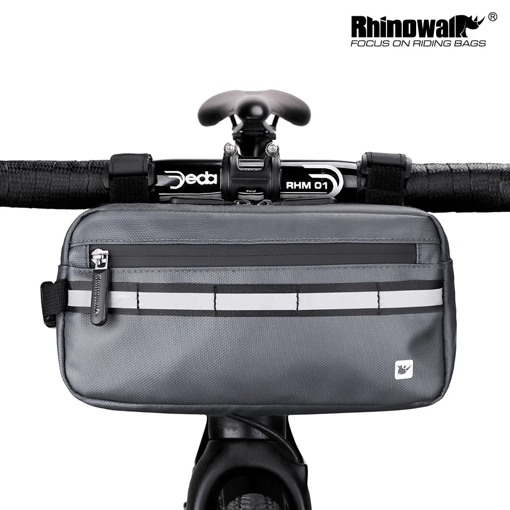 sacoche vélo bleu marine gris étanche bandes réfléchissantes pratique clips compartiment poches sportif