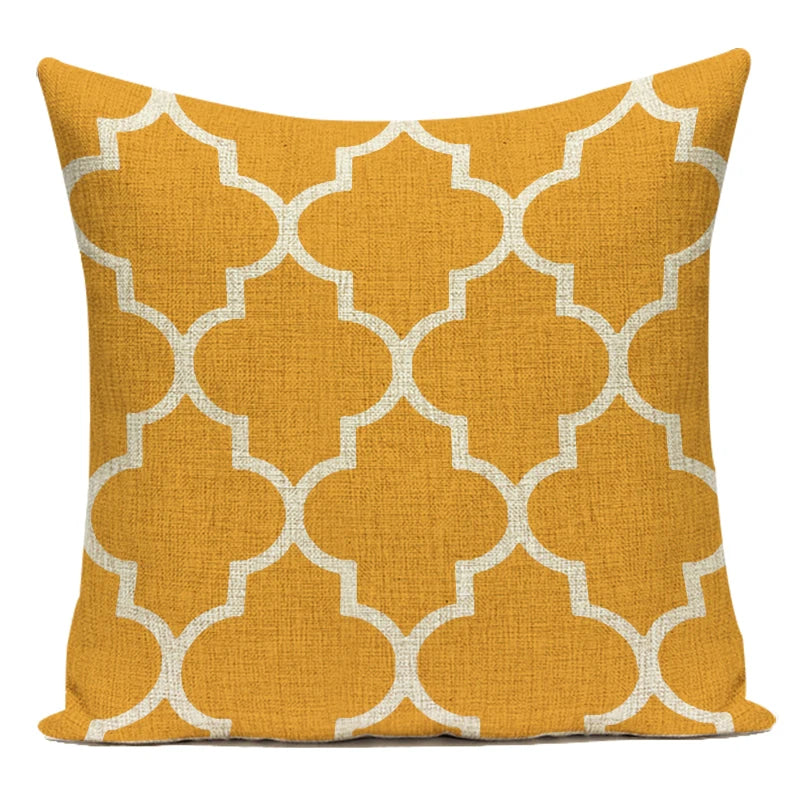 coussins géométriques beige jaune moderne maison voiture 45x45cm