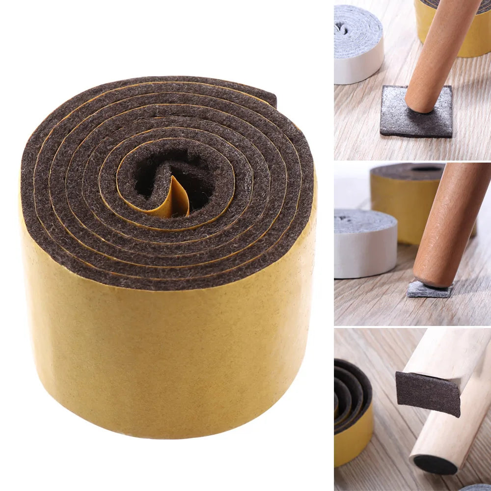 adhésif auto collant ruban feutré antichoc sol protection meubles tables chaises rouleau 100cm