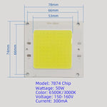 puce led cob 50w driver câbles lampadaire extérieur blanc jaune électronique