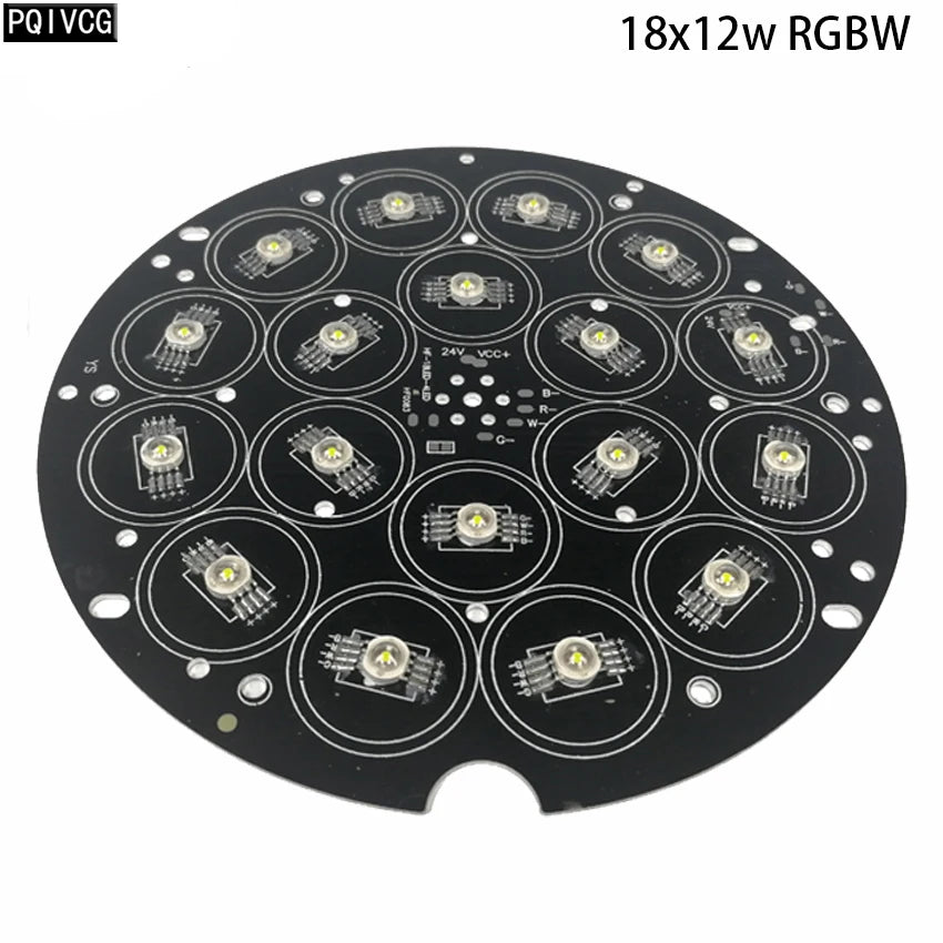 plaque circuit imprimé led rgbwa uv 18w 19x19cm professionnel dje scène électronique technologie