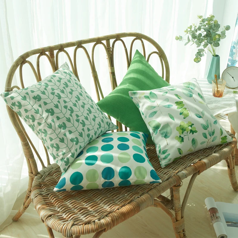 taies d'oreiller décoratives moderne motifs points feuilles géométriques polyester imperméable respectueux environnement catégories Blanc