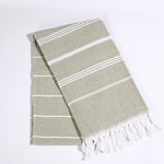 serviette bain rayée 100x180cm coton biologique séchage rapide franges classique rose gris bleuclair