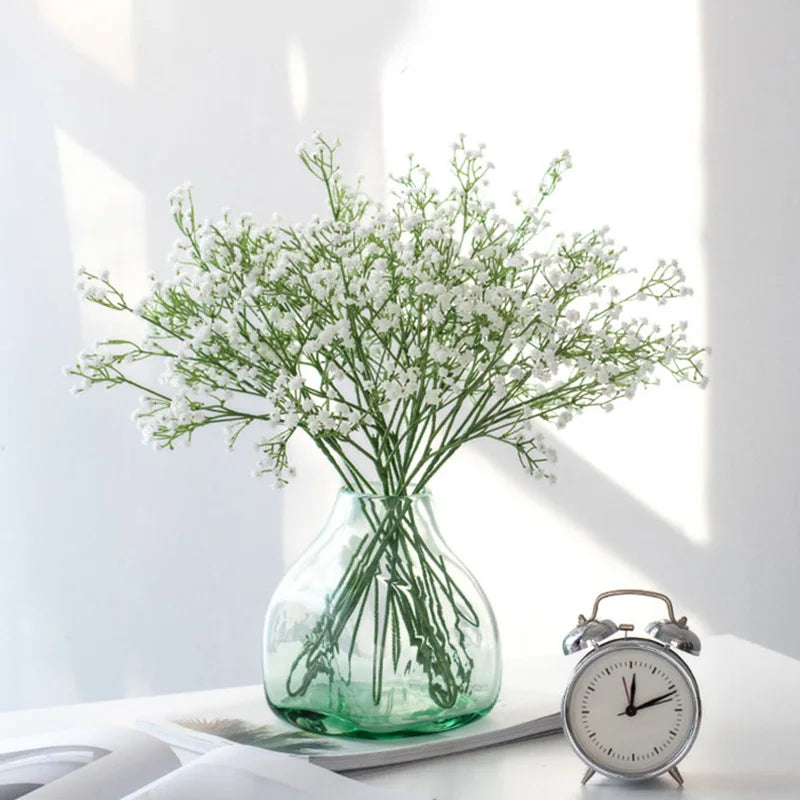 décoration intérieure bouquet artificiel blanc fleurs simples moderne 52cm transparent vase mariage anniversaire baby