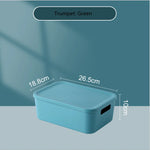 boîtes rangement modernes bleu orange jaune matériau plastique respectueux environnement treillis couvercle petite moyenne