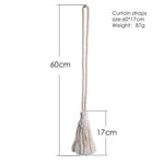 rideaux boho chic tissés main rubans décoratifs coton opaques beige clair noecs ornements