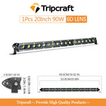 barre lumineuse led noire moderne 13 20 25 32 inches clips ip68 combo beam