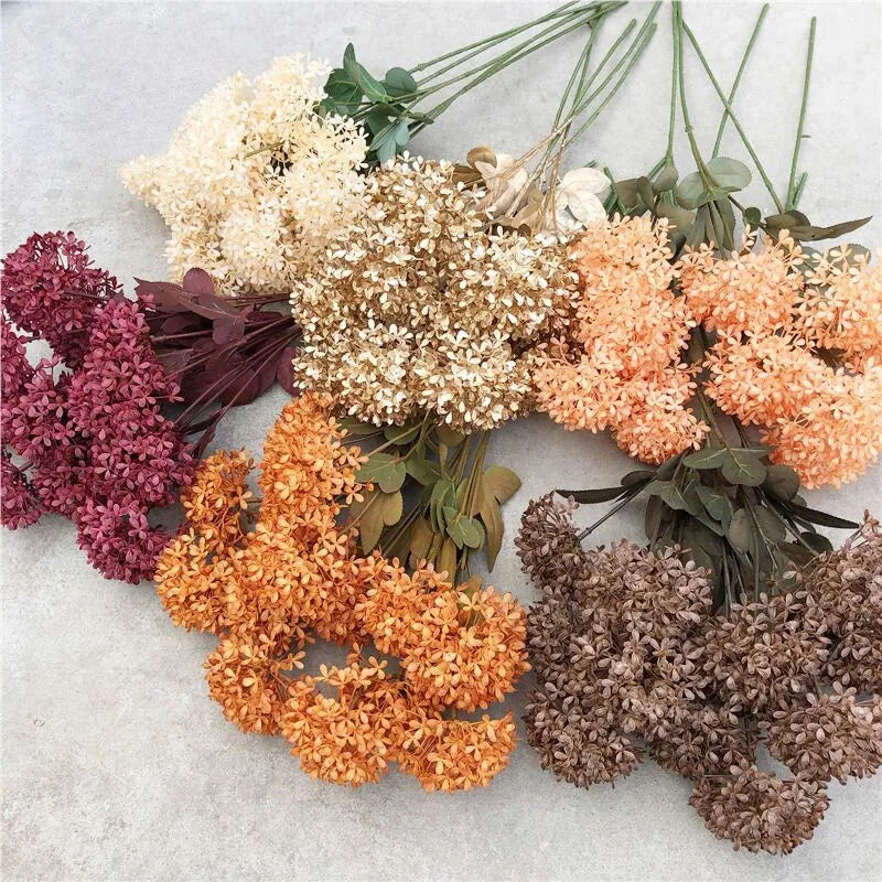 bouquet artificiel hortensia multicolore moderne decoration maison exterieur 60cm têtes