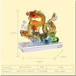 dragon sculpté transparent moderne orange vert bleu rouge décoration cadeau anniversaire lider