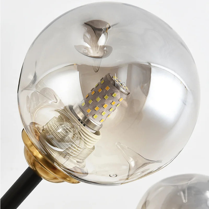 lustre led moderne sphères translucides noir doré bubble light semi encastrée(touches)