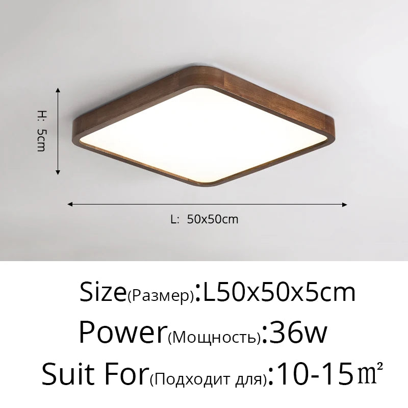 plafonnier led moderne rond carré bois chêne grain opalescent 30cm 60cm télécommande
