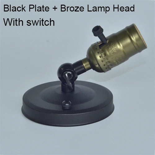 lampe table vintage bronze noir effet vieilli interrupteur mural fixe vis