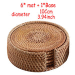 coasters tressés naturels traditionnels bois 8x8cm 10x10cm 13x13cm 16x16cm 18x18cm 20x20cm 6pcs