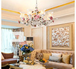 lustre art déco fleurs rose doré ampoules led blanc encastrée decoration classique romantique opaque
