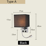 lampe murale moderne toile lin noir beige interrupteur usb 249 2000 lumens chambre cuisine