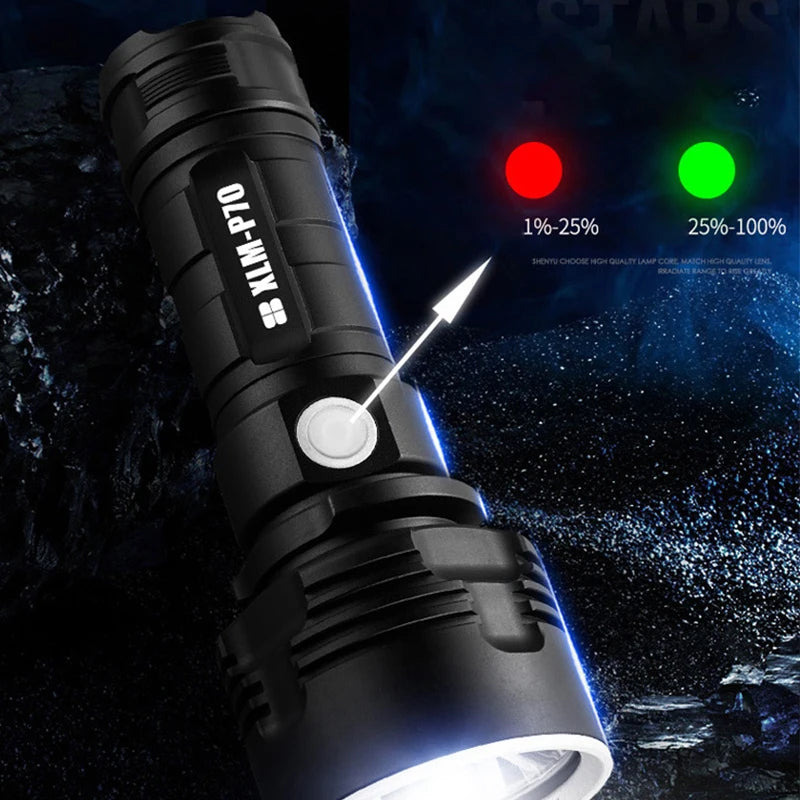 torche led rechargeable ultra lumineuse résistante choc camping sécurité extérieur 5w 1000lm