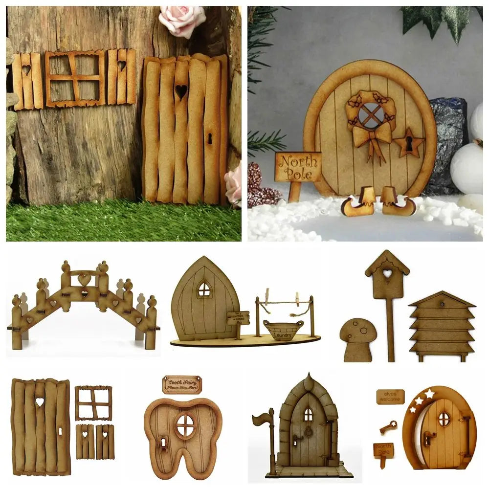 porte ronde bois clair motif cœur rustique ornement maison poupée