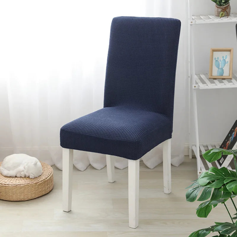 housse chaise marron noir bleu rose verte gris moderne spandex polyester jacquard unicolore elastic