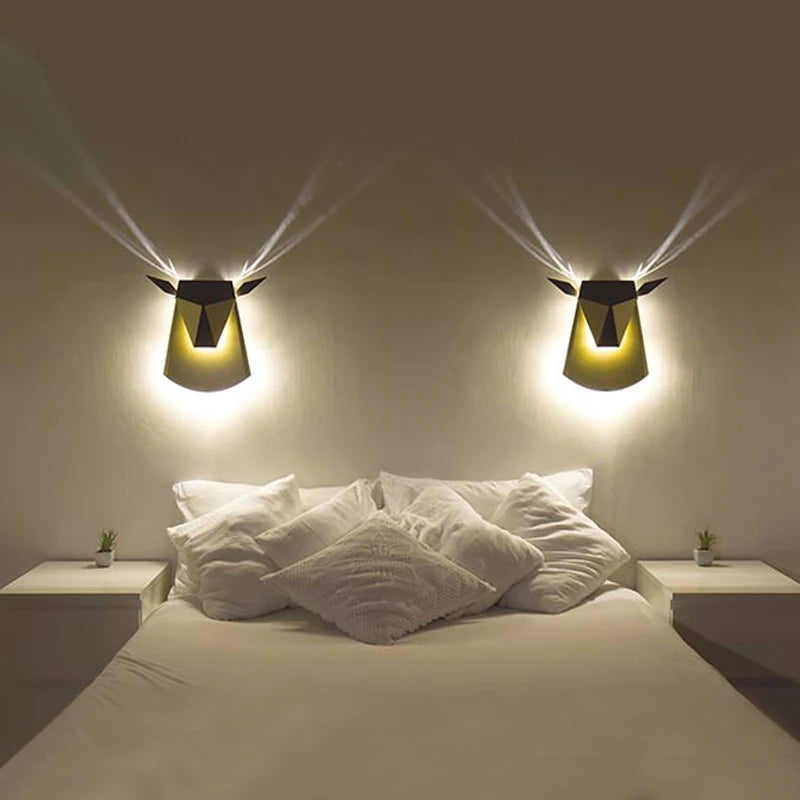 applique murale moderne forme cerf doré luminaire décoration chambre couloir salle manger led blanc