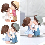 figurines couple cartoon blanc bleu décoration intérieure extérieure amoureux stylisées ornement maison jardin