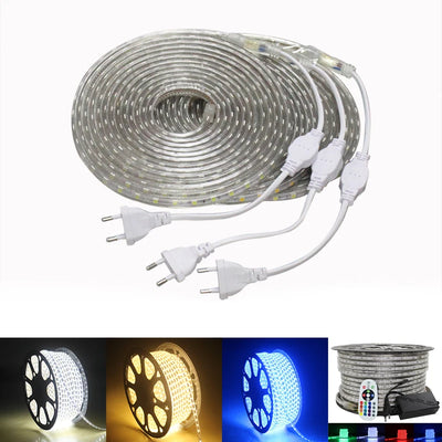 Ruban LED 220V étanche 5050 60LED/m avec prise EU - vue d'ensemble