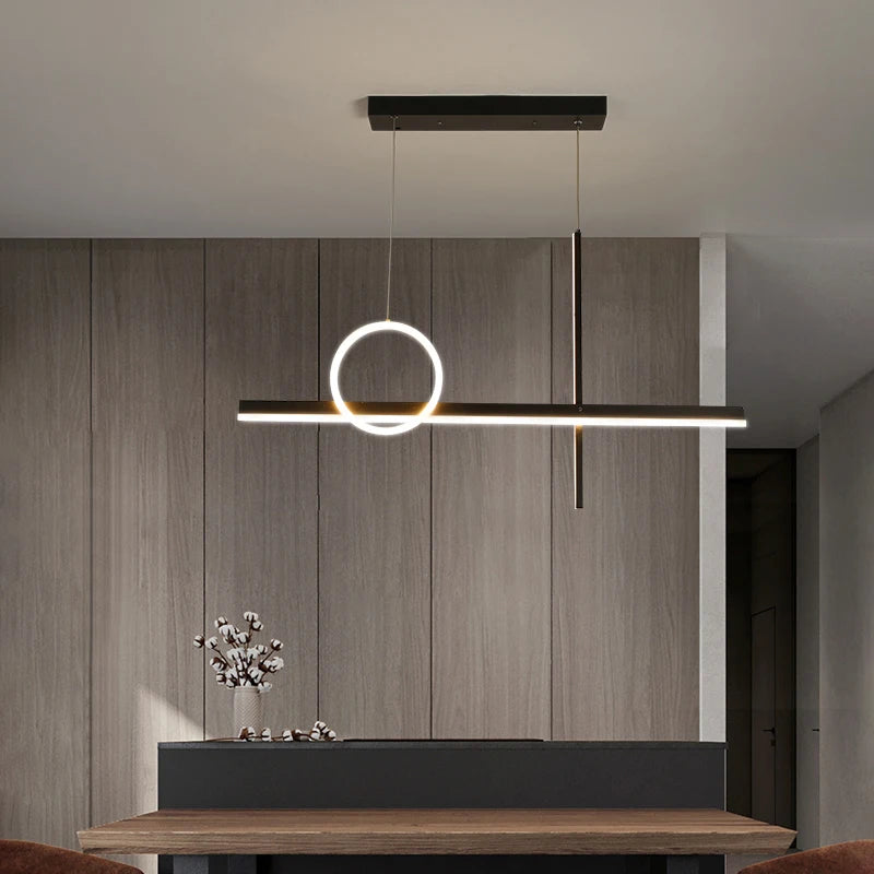 suspension lumineuse moderne or noir lignes géométriques led minimaliste
