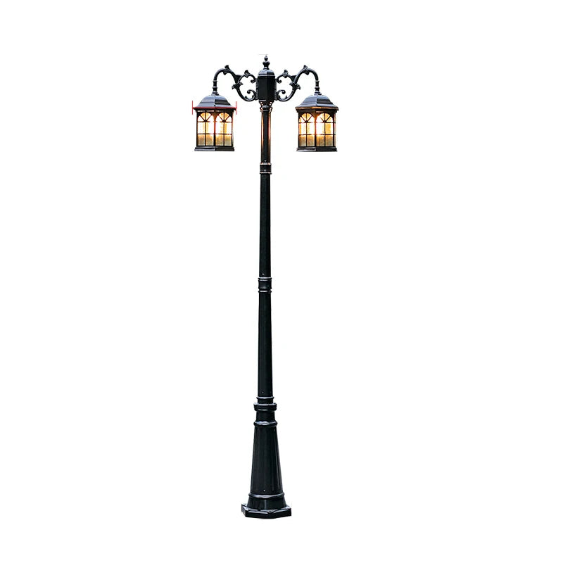 Lampadaire élégant classique or noir extérieur led ip65 certifié ccc