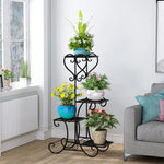 étagère métal plantes niveaux floral classique noire intérieure assemblage pots