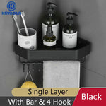 étagère d'angle aluminium noir mat salle bain moderne étagère gris mat salle douche clips