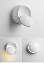 Applique murale LED ronde moderne blanc noir rotation 360 degrés éclairage chambre entrée étude