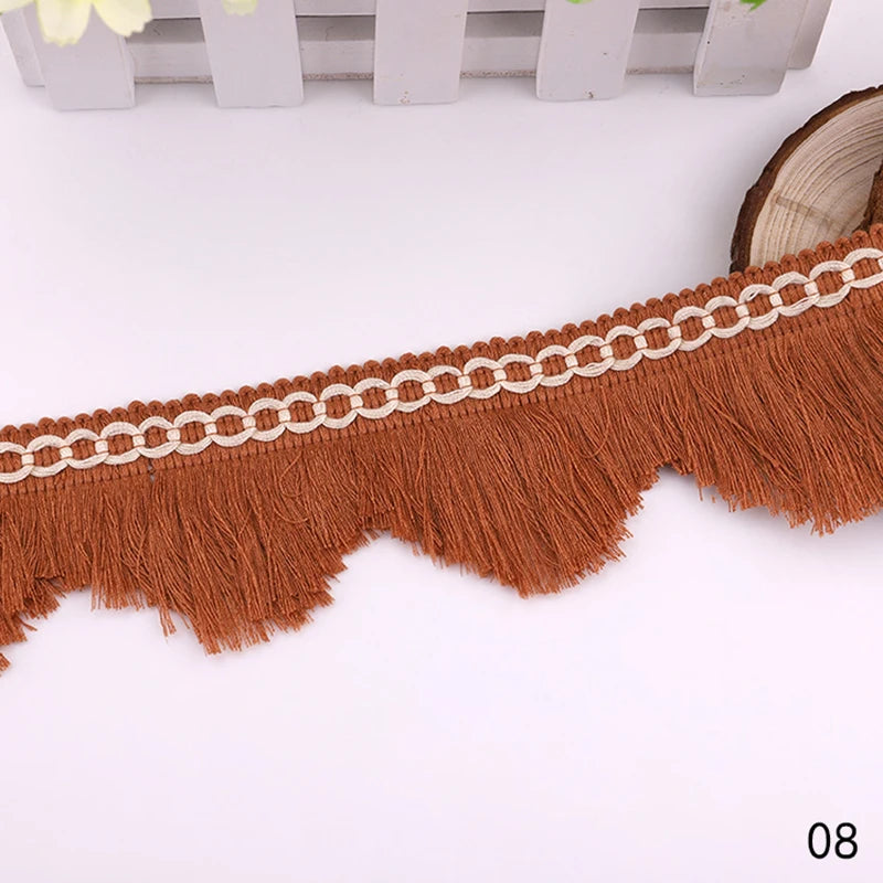 ruban frisé franges bleu clair rose noir marron décoratif 5cm artisanal diy decoration