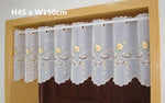 rideau blanc brodé fleurs or transparent classique fenêtre H30 W150 H90 W150 H75 W150