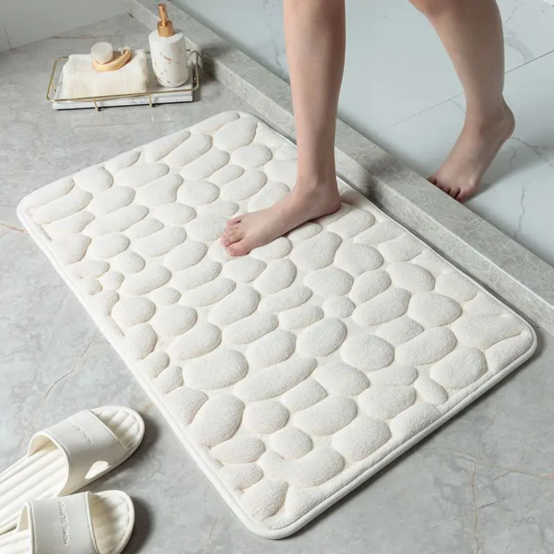 tapis bain moderne gris beige antidérapant absorption eau effet 3d mousse mémoire forme respect