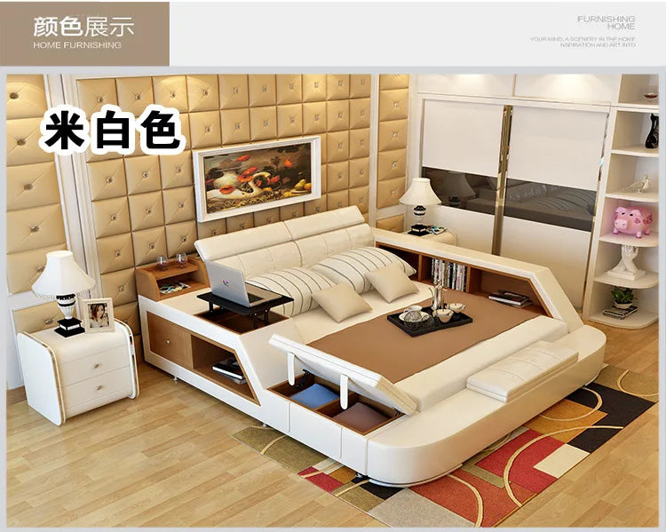 lit moderne rangement similicuir rose noir blanc carreaux rembourrés chambre coucher