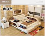 lit moderne rangement similicuir rose noir blanc carreaux rembourrés chambre coucher