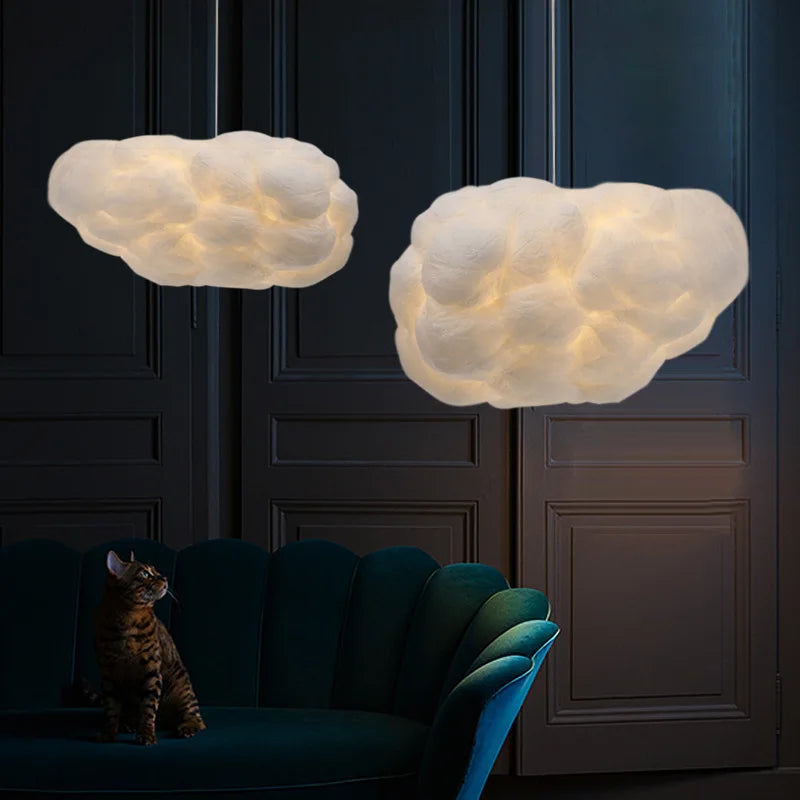 suspension lumineuse nuage blanche moderne salle étude chambrehôtel