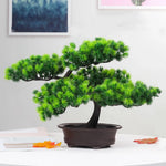 ornement arboré bonsaï artificiel vert feuilles pointues tronc épais classique pot marron décoration intérieureextérieur