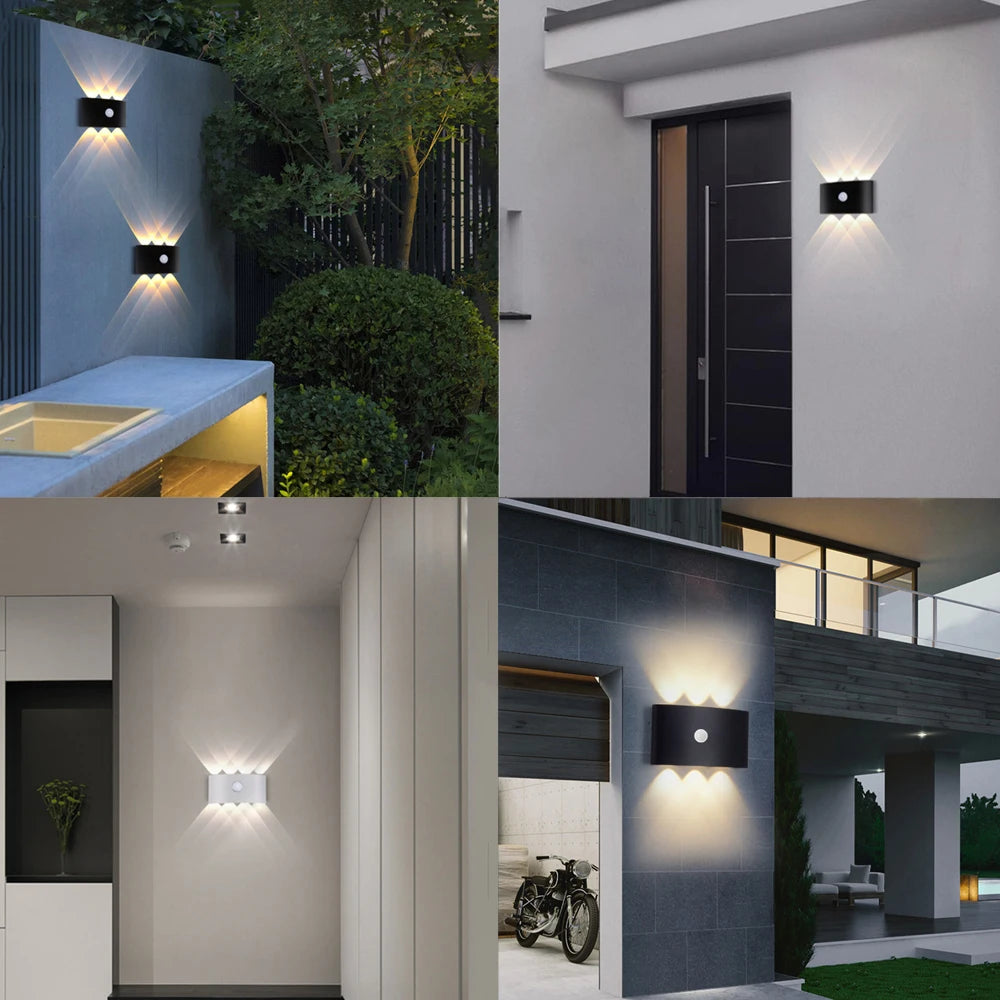 lampe murale led moderne blanc sensibilité mouvement étanche réglable intérieur extérieur