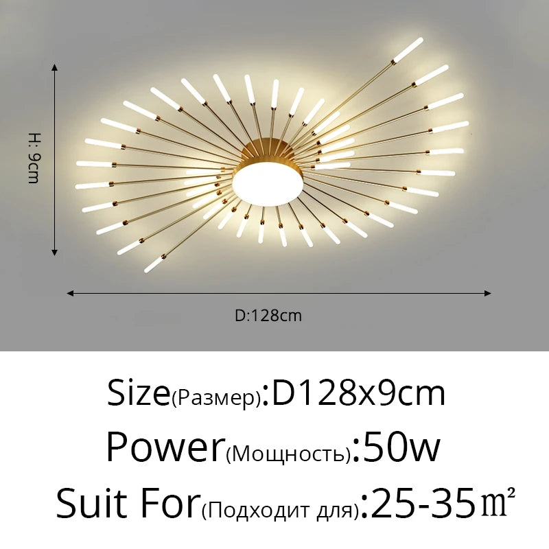plafonnier moderne or noir lumineux acier alimentation électrique flux lumineux élevé chambre salon