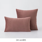 housse coussin violet velours doux décoration canapé chambre lit moderne unis 30x50cm 45x45cm