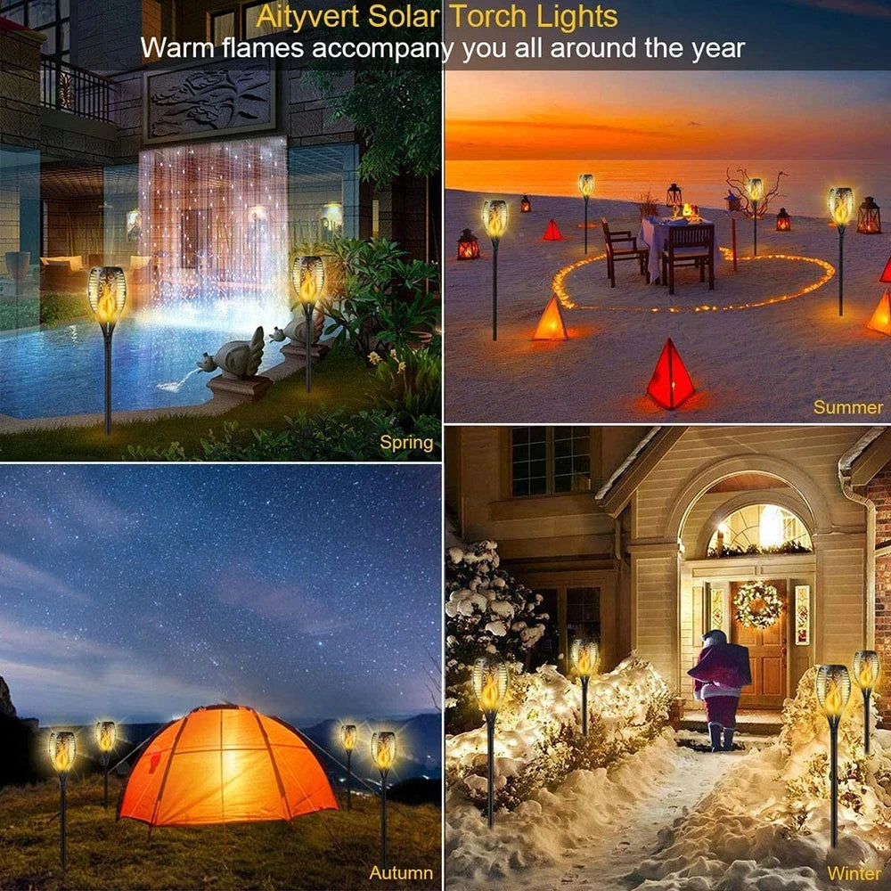 lampe torche solaire 96 led motif feuille moderne noire posée sol mur étancheextérieur