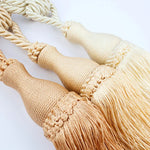 accessoires rideau attaches pompons franges tressage corde beige doré blanc cassé bohème classique