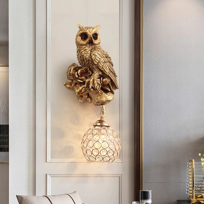 lampe murale or animaux chouette écureuil décoration chambre contemporaine led 249lm 90260v