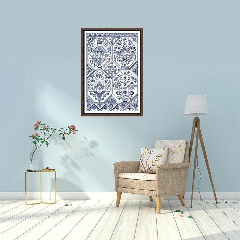 broderie kit toile coton rouge bleu gris motifs géométriques floral 11ct 14ct 18ct fil