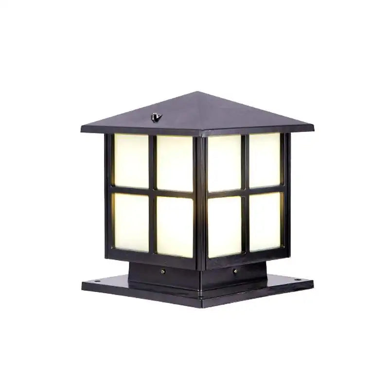 lampe sol marron noir classique texture bois verre mat extérieure