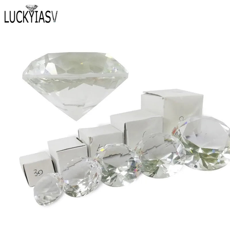 Presse-papier en verre diamant facetté transparent