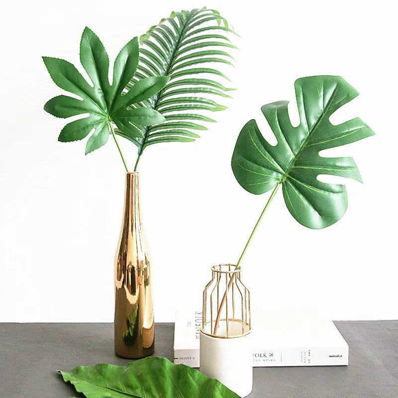 feuilles artificielles vertes plante tropicale branche monstera décoration intérieure décoration extérieure moderne feuilles différentes