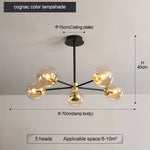 suspension lumineuse moderne boules sphériques translucides noir doré led echangement facile