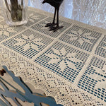 nappe dentelle géométrique florale vintage blanche bleu turquoise shabby chic